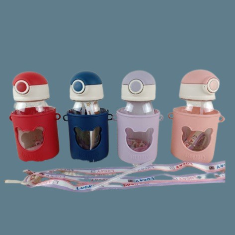 BOTOL MINUM ANAK TALI PANJANG 620ML BERUANG POUCH  [SWEETSPACE]