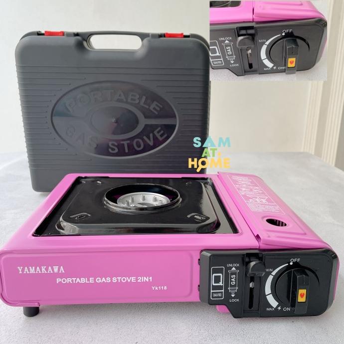 Kompor Gas Portable dengan Kompor 2in1 Mini Camping HotPot BBQ - Pink