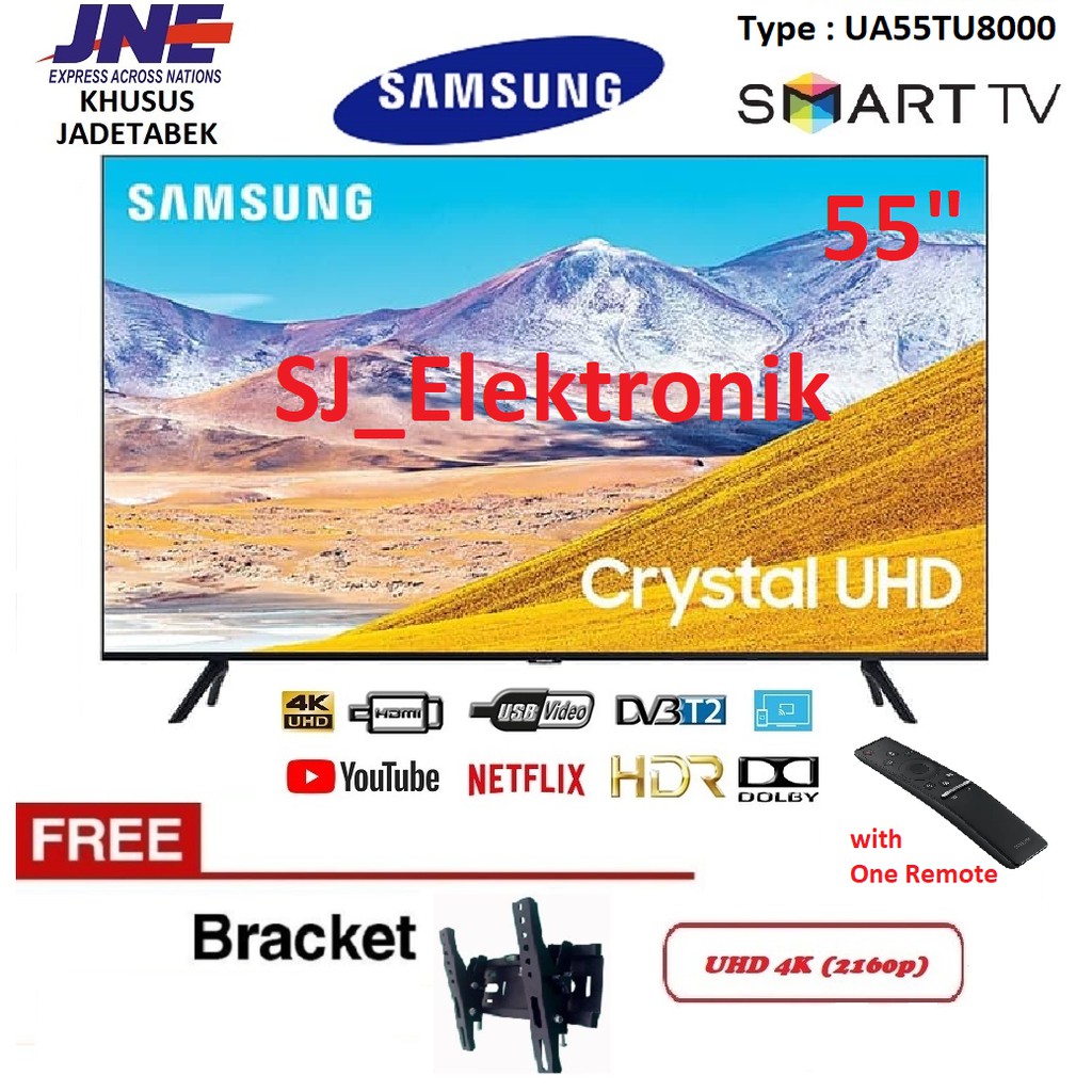 Free Braket LED TV Samsung 55 Inch UA55TU8000 - 55TU8000 UHD 4K SmartTV Slim Bezel