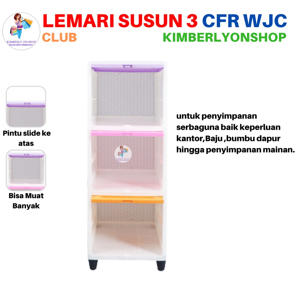 Lemari Laci Flip Plastik Serbaguna Susun 3 CFR 3 WJC