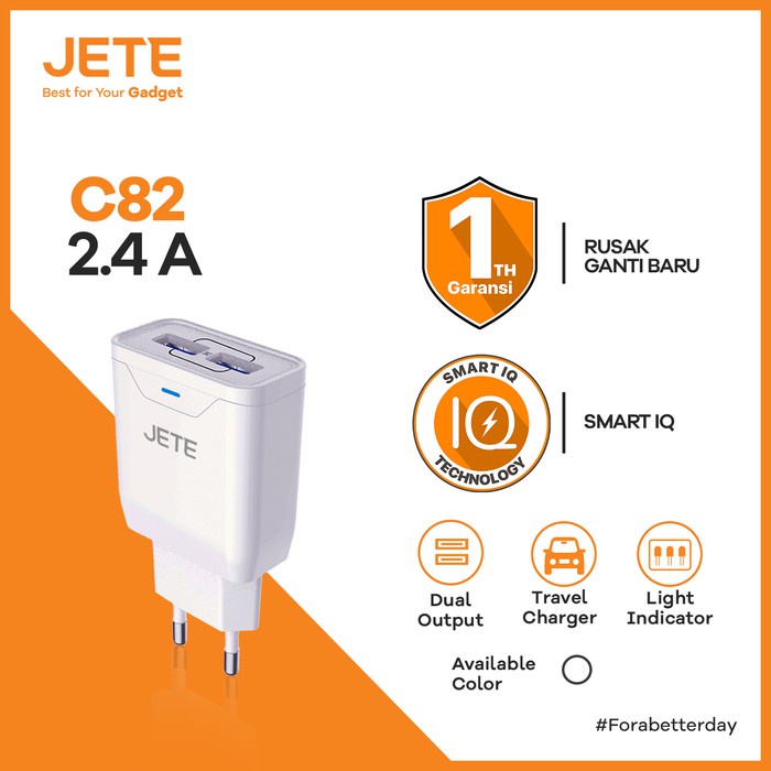 TRAVEL CHARGER JETE C82 2.4A - ORIGINAL JETE