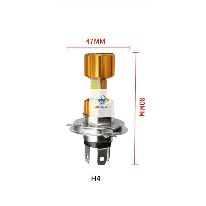 Lampu LED Motor H4 / 3 Sisi Cob Super terang