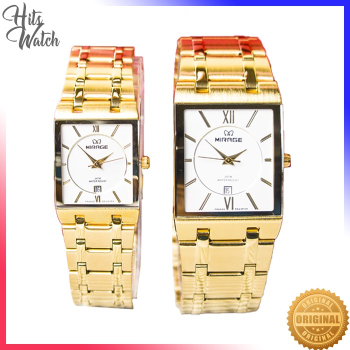 [Original] Mirage Square - Jam Tangan Pria & Wanita (Couple) Frame Kotak Gold Series WMR017