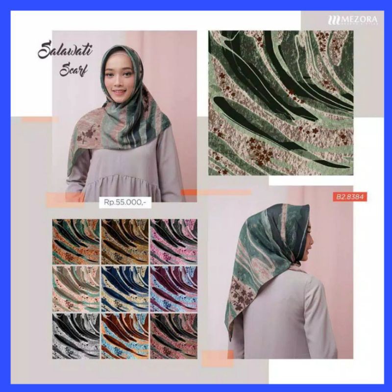 Segiempat Motif/Jilbab segiempat/Hijab Motif "SALAWATI SCARF BY MEZORA"