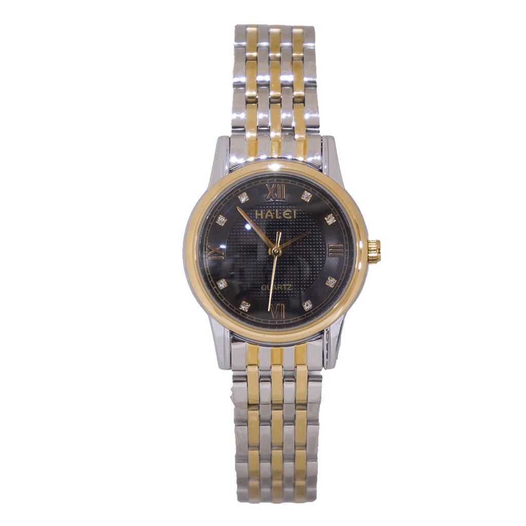 Halei watch Mall Jam Tangan Wanita Halei Original Dual Warna Rantai Kombinasi 559 L Romawi Diamond