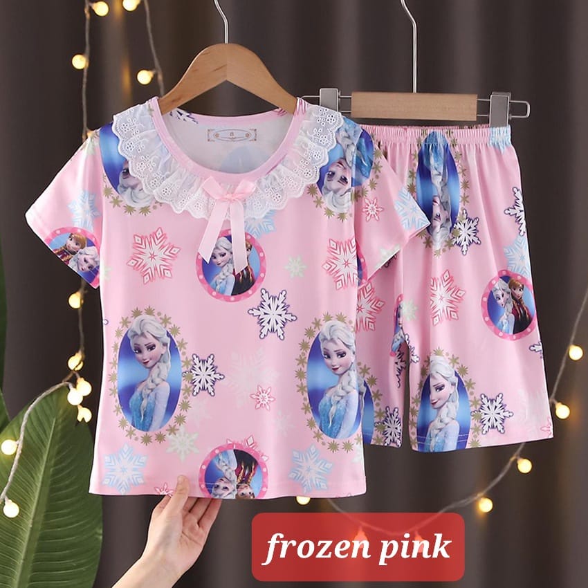 SETELAN RENDA BAJU TIDUR SANTAI ANAK PEREMPUAN FASHION IMPORT MOTIF LUCU ADEM NYAMAN