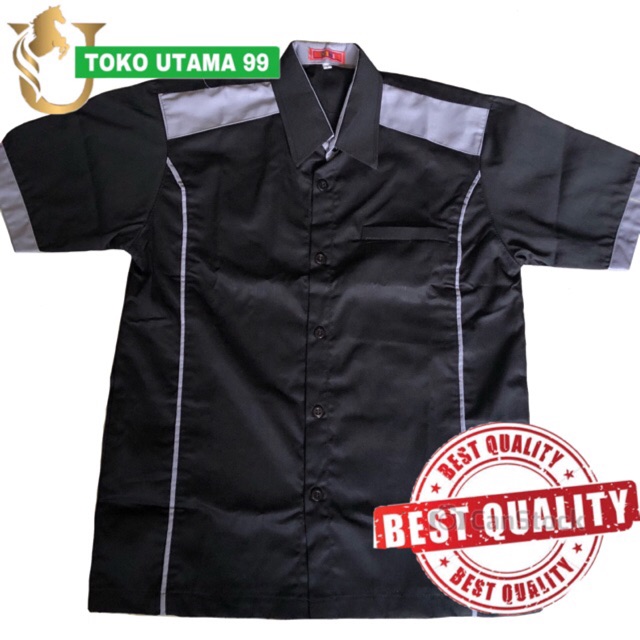 Jual Seragam kerja ABU ABU HITAM - baju kerja HITAM ABU ABU - ABU BIRU