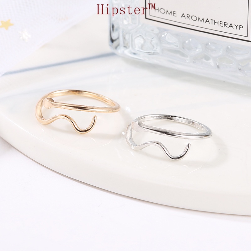 Korean Style Simple Versatile Personality Fine Snake-Shaped Wavy Adjustable Ring