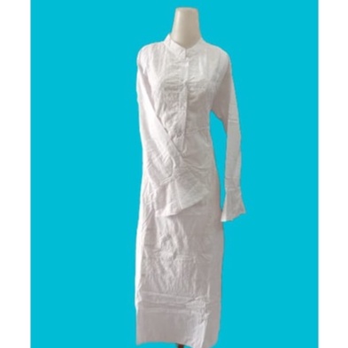 GAMIS MUSLIM WANITA READY WARNA PUTIH BAHAN KATUN JEPANG