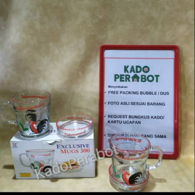 Exclusive mug 2set kaca  Premium anti Gores