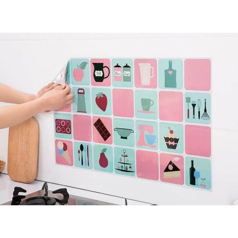 WALLPAPER DINDING STICKER DAPUR ANTI MINYAK TAHAN PANAS BAHAN ALUMINIUM FOIL