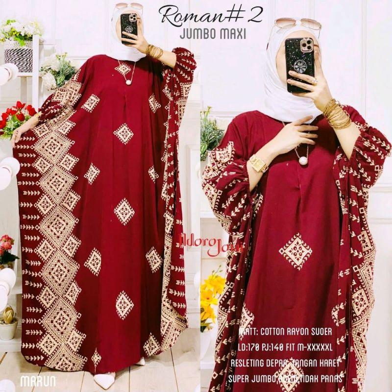 TERBARU GAMIS KAFTAN SUPER JUMBO BUSUI BAHAN SANTUNG RAYON SUPER MUAT SAMPAI BB 110