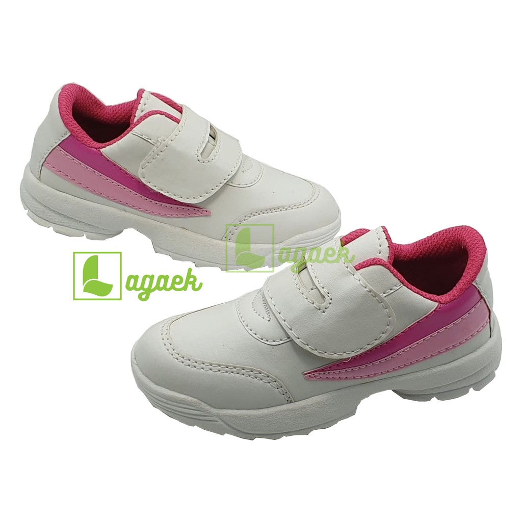 Sepatu Anak Perempuan Usia 3 4 5 Tahun PUTIH FANTA Sporty Size 26 - 30 - Sepatu Anak Cewek Putih Alas Karet Anti LIcin