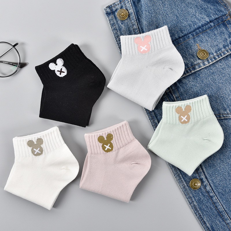 MURMURE.ID | KAOS KAKI WANITA UNISEX RENDA SOCK IMPORT KUALITAS PREMIUM MOTIF MIKI SMILE CS035 CS036-5