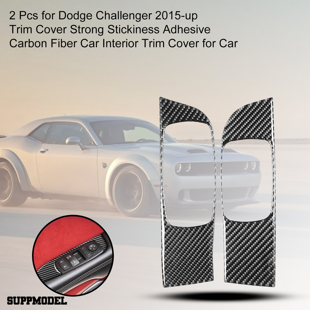 Smodel 2 Pcs Sticker Dekorasi Interior Mobil Dodge Challenger 2015 Bahan Serat Karbon Kuat