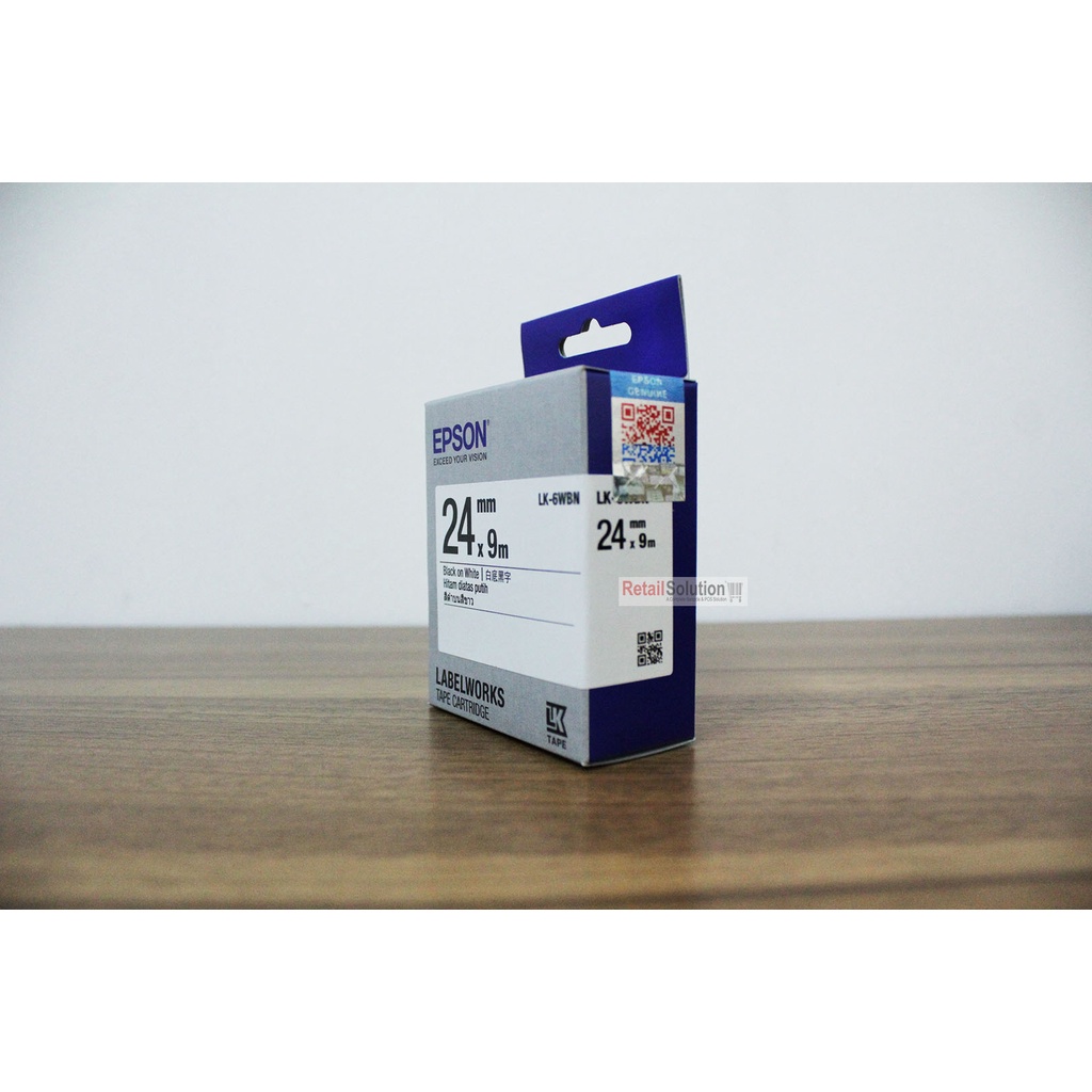 Tape Cartridge 24mm / 24 mm -  EPSON LK6WBN LK-6WBN Labelworks Black on White