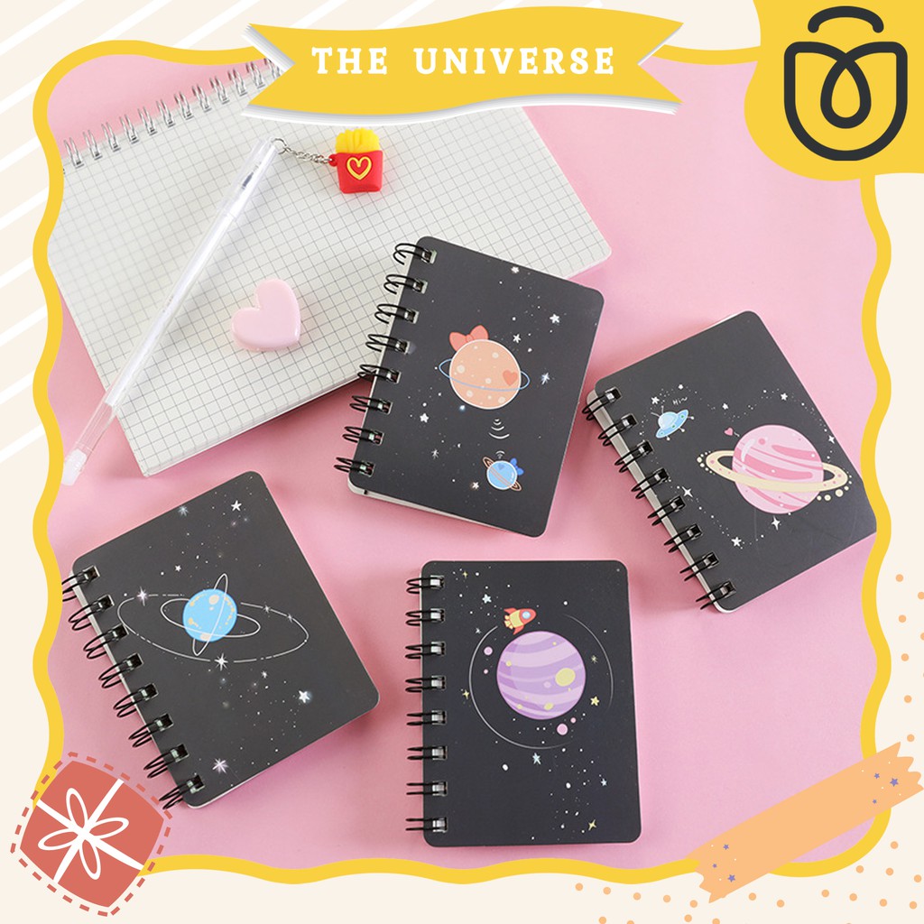 [THE UNIVERSE] Notebook Mini Spiral Motif Galaxy &amp; Animal - ST022