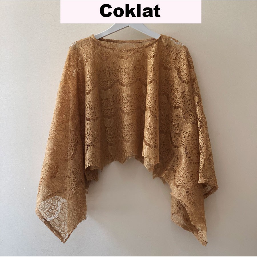 (DijaminRealPict!) Cape Brukat Renda Gliter Tebal Termurah