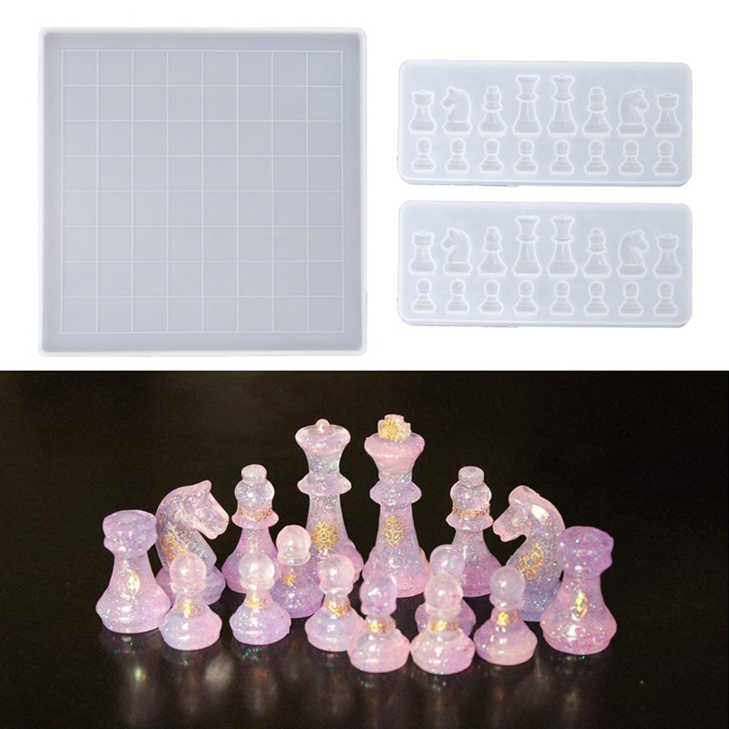 SIY  Chess Board Silicone Resin Mold 2Pcs Chess Silicone Mold Chess Board Molds for Resin Casting Chess Board Mold DIY Crafts