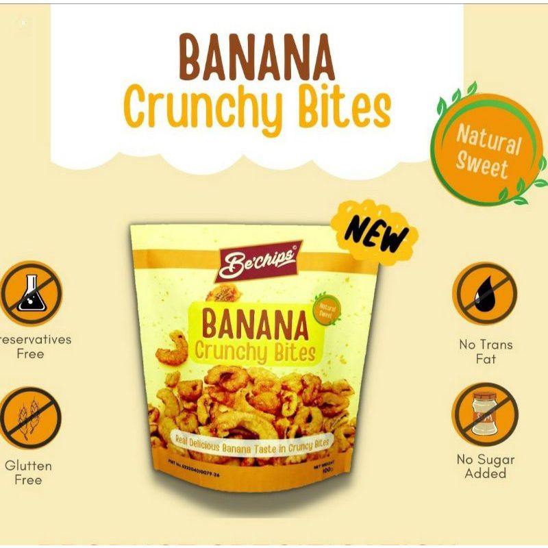 Be'Chips - Rambak Pisang Banana Crunchy Bites Natural Sweet &amp; Gluten Free 100 g