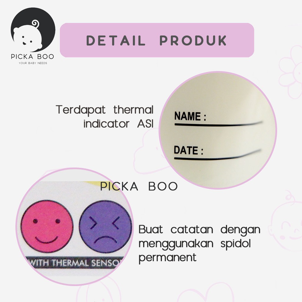 PICKA BOO Terlaris Kantong Asi Breast Milk Storage 100 ML isi 30 Ada Thermal Indikator Suhu