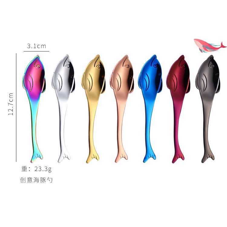 Creative Cute Seahorse Shark Dolphin Stainless Steel Coffee Hanging Spoon Tableware for Kitchen