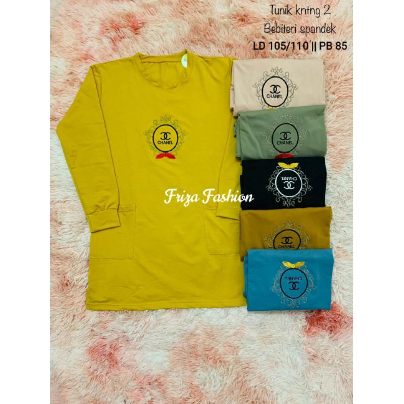 KAOS TUNIK BABYTERRY MOTIF BORDIR / TUNIK KAOS MUSLIMAH