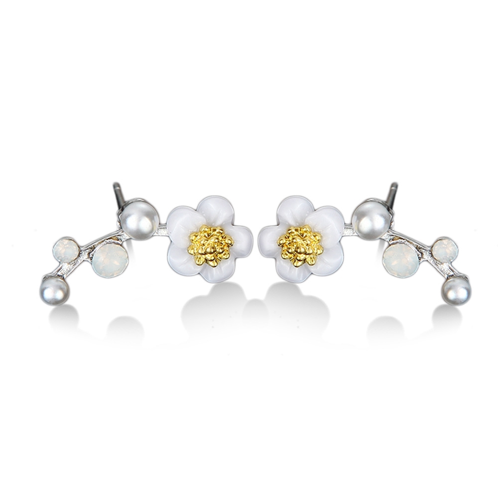 Anting Korea Earrings Perak/Emas Cabang / Bunga / Jumbai / Berlian Murah Giwang Anting Tindik Perhiasan-6