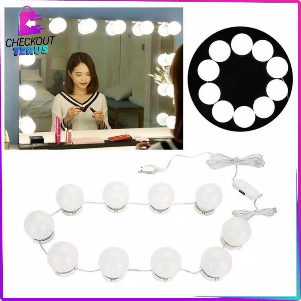 CT K2 Lampu Led Meja Rias Make Up ( 10 Bohlam ) Meja Dandan Wanita Lampu Kaca Rias Vanity Mirror Light