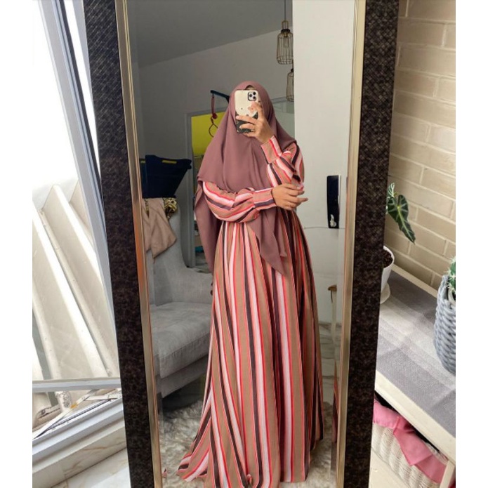 (GAMIS SAJA) BILQIS LURIK COKLAT PINK DAILY DRESS SYARI BY FAALIZA FLASAMARA