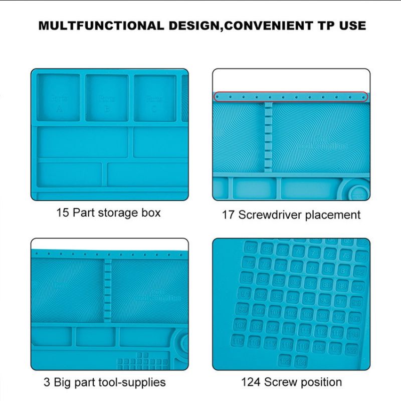 Karpet Anti Panas Te-502 Karpet Matras Alas Service Servis Karet Silicone Repair Mat Alas Insulasi Tahan Panas Magnetic