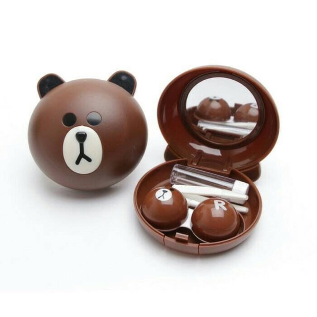 Capit travel kit case softlens we bare bears line karakter alat cuci softlens