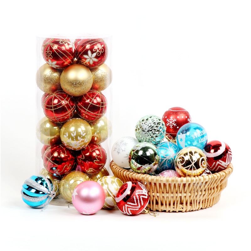 [Christmas Home Decoration Products] [24 Pcs Christmas decoration ball ][Red Gold Color Painted Ball Decoration Christmas Tree Pendant] [Xmas Home Decor Accessories]