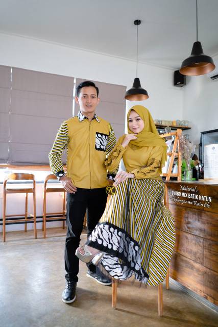 COUPLE GAMIS BATIK KOMBINASI ,SARIMBIT BATIK MODERN COUPLE GAMIS KONDANGAN COUPLE GAMIS RAMADHAN BAJU LEBARAN