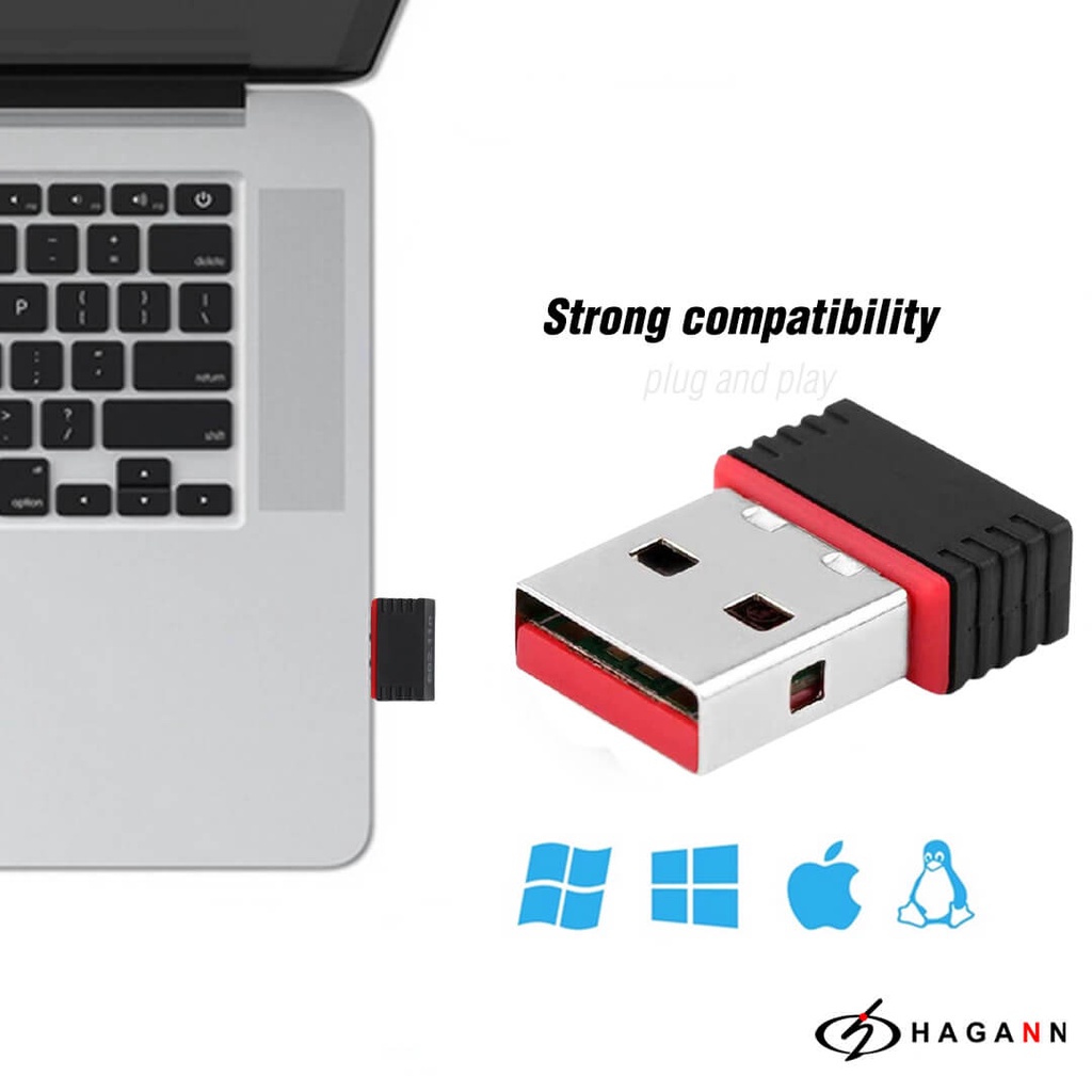 USB WiFi Mini Adapter Wireless Receiver Dongle Wifi PC Laptop Komputer 150Mbps Donggle Wi-Fi External