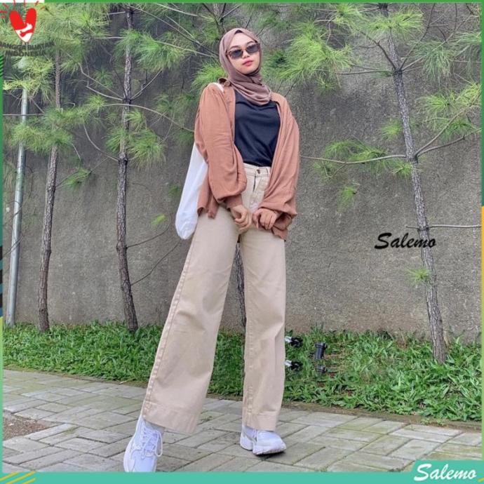 celana panjang highwaist kulot jeans latte/kulot jeans cream