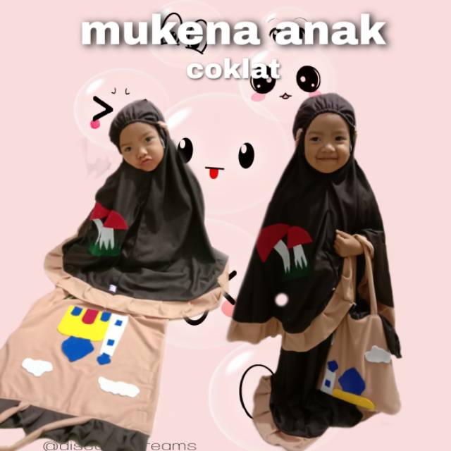 mukena anak free nama dan sajadah / mukena lucu / mukena anak murah