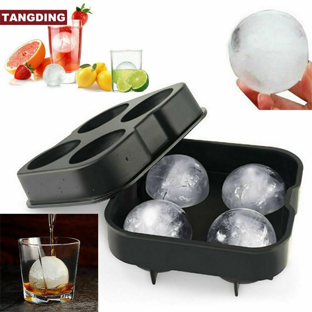 【COD Tangding】Fridge Black Square Round Ice Ball Box Silica Gel Mold for Summer Drink Mold