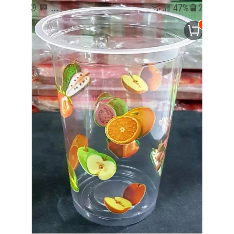 cup MOTIF BUAH 16OZ   isi 50 cup