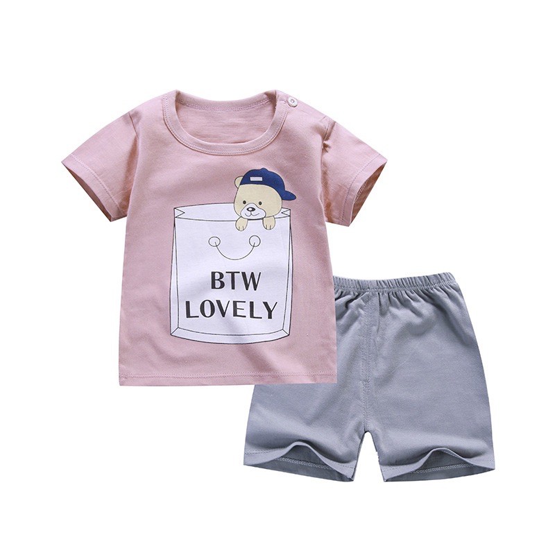 ❤TOKO1234.❤ Baju Jumper Pendek Kaos Dengan Celana Piyama Anak Bayi-B61 B.T.W