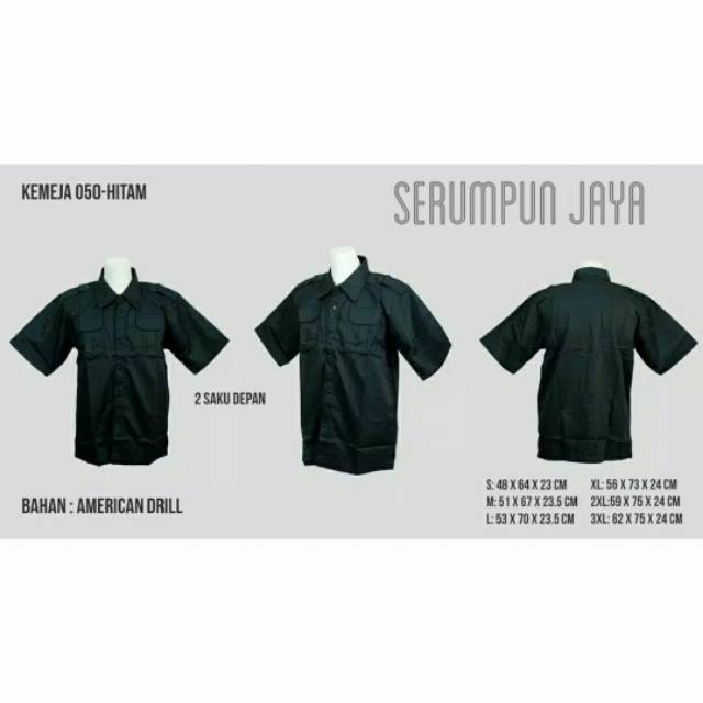 KEMEJA PDH XXL HITAM - KEMEJA PDL XXL HITAM - BAJU SECURITY PDH HITAM - PDL HITAM