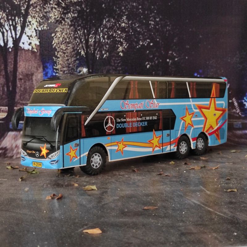 Miniatur Bus Sempati Double Decker Biru
