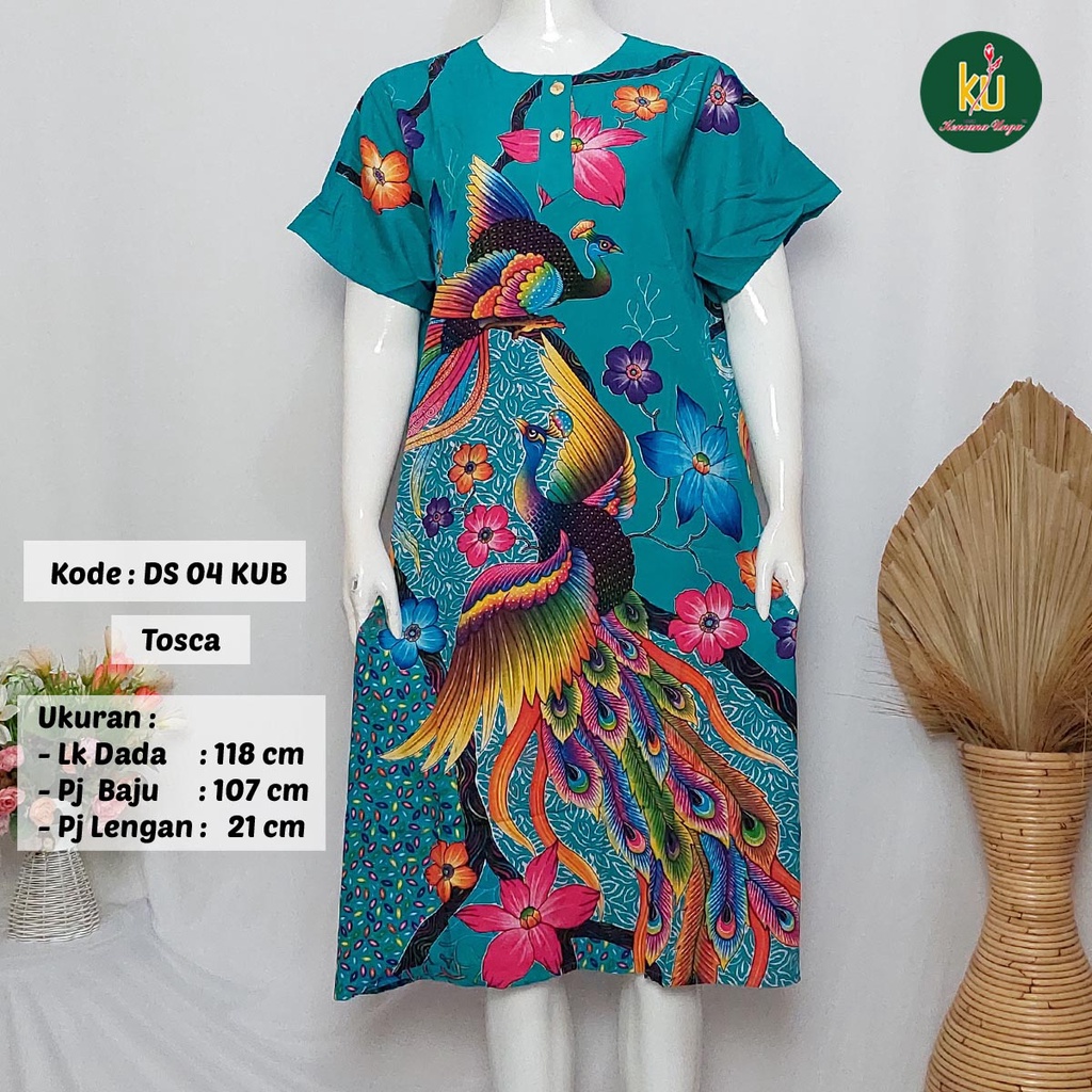 COD DS04 KUB | Daster Batik Kencana Ungu Asli Label Biru Uk. Jumbo LD 120 cm | Baju Santai Tidur Wanita Dewasa Kancing Depan Busui Friendly Motif Terbaru-Tosca J