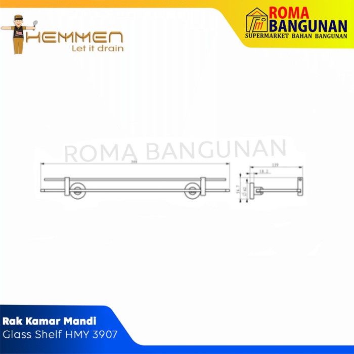 Hemmen Rak Handuk Kamar Mandi Towel Rack Glass Shelf HMY 3907