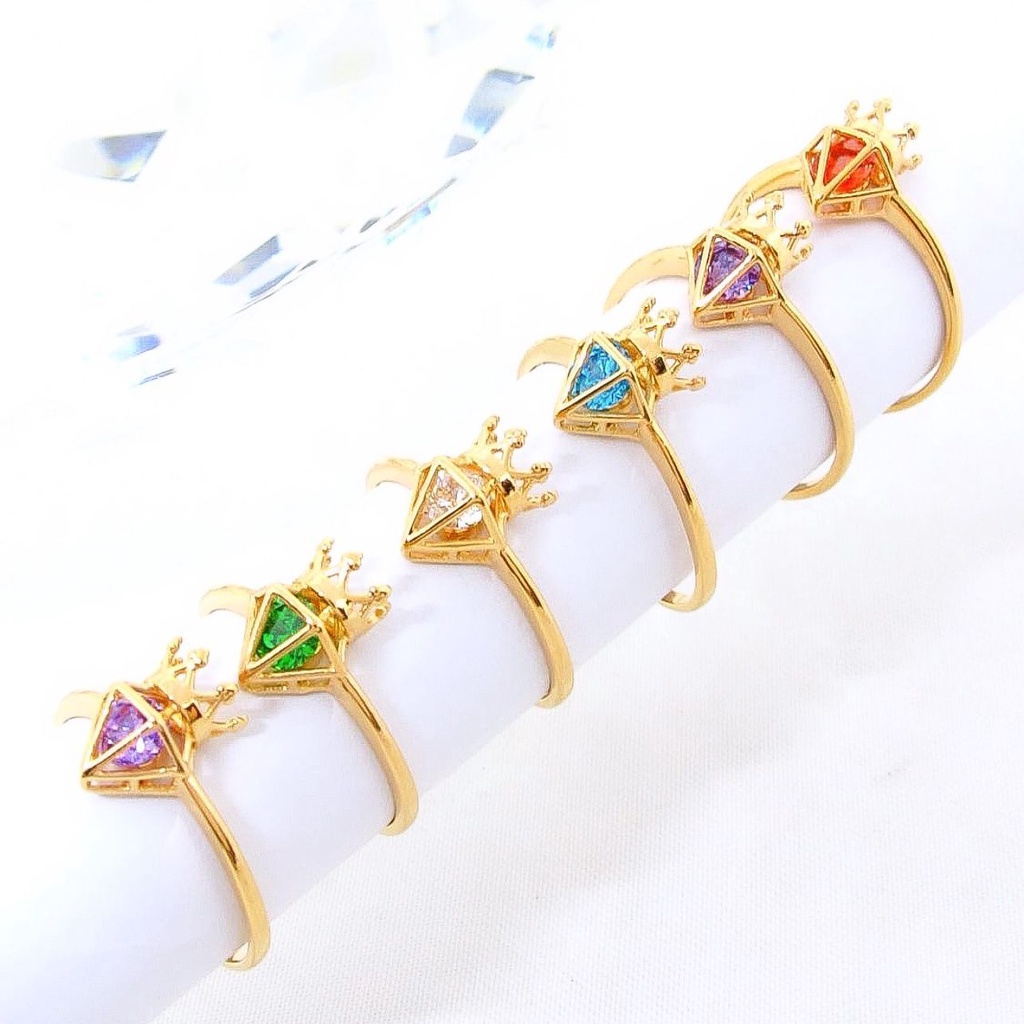 Cincin birthstone terbaru anak dan dewasa emas asli kadar 700 70 16k crown mahkota permata bulan lahir sapphire diamond emerald rosegold gold 1 satu gram gr g nomor no 10 11 12 13 14 15 16 17 18 19