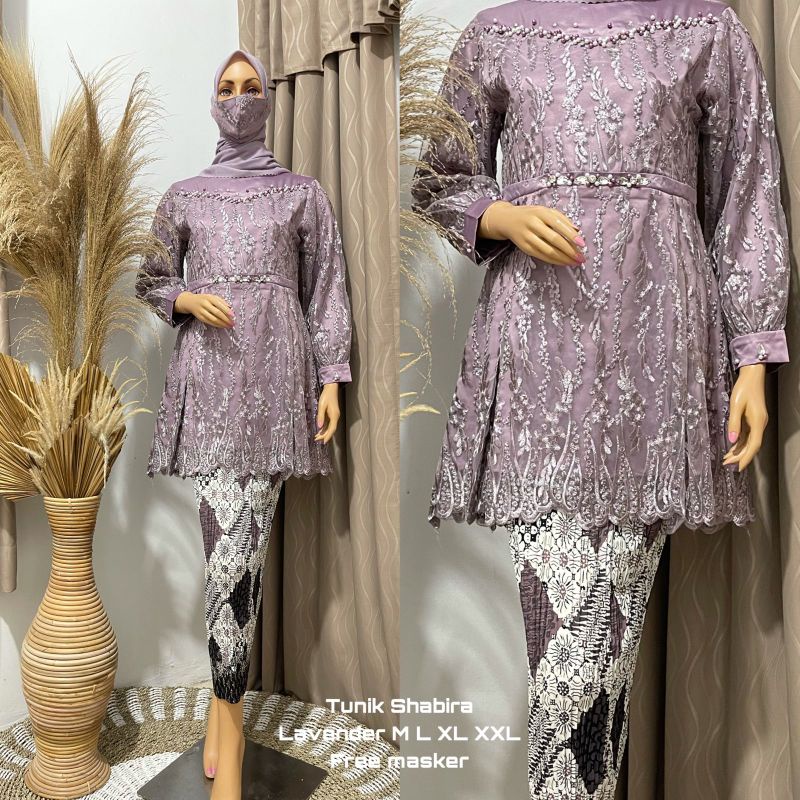 SETELAN KEBAYA TERBARU / KEBAYA TUNIK SHABIRA TULE MUTIARA PREMIUM /KEBAYA MODERN / TUNIK TERBARU / KEBAYA SUPER MEWAH