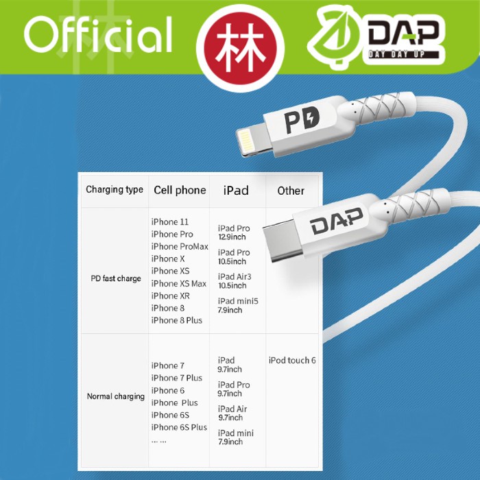 DAP D-CL120 Data Cable Lightning To Type-C PD3.0 1.2m