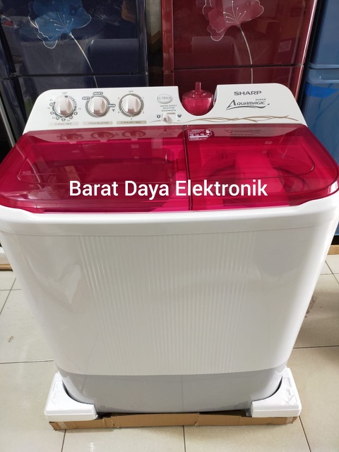 Mesin Cuci Sharp Aquamagic Mesin Cuci 2 Tabung ES-T85CR-PK Mesin Cuci 2 Tabung Kapasitas 8 Kg