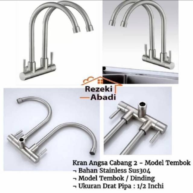Kran Sink Double / Kran Angsa Tembok / Kran Cuci Piring