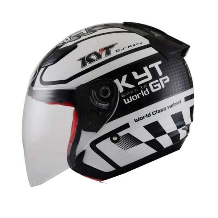 HELM KYT DJ MARU MOTIF WORLD GP #11 WHITE GUN METAL
